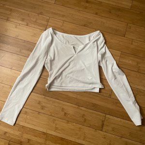 New Lululemon Cropped Henley Long Sleeve in white